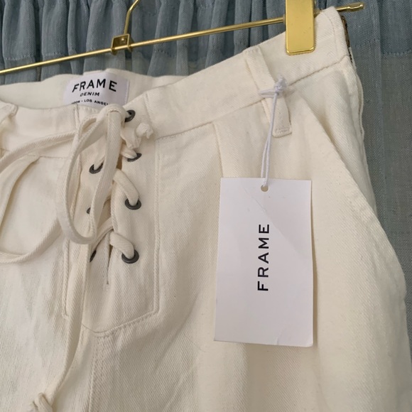 SOLD — Frame Lace-Up Cream Wide Leg Jeans - Picture 3 of 6